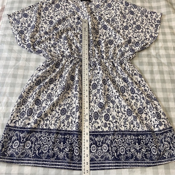 MARIO Serrani blue white midi dress bohemian lightweight floral pattern medium - Picture 8 of 13